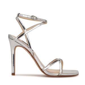 Nine West Tidle Ankle Strap Sandals, 8.5, Silver